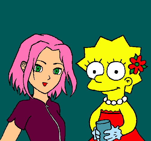 Dibujo Sakura y Lisa pintado por ElDani