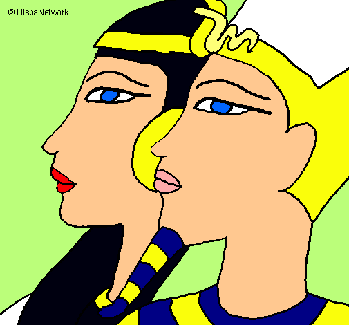 Dibujo Ramsés y Nefertiti pintado por anajackson