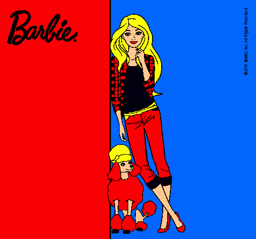 Dibujo Barbie con cazadora de cuadros pintado por amalia