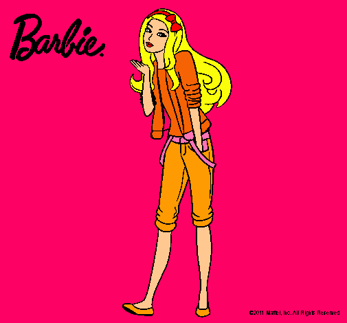 Dibujo Barbie con look casual pintado por dieguillo