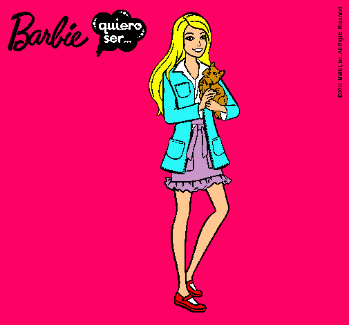 Dibujo Barbie con un gatito pintado por dieguillo