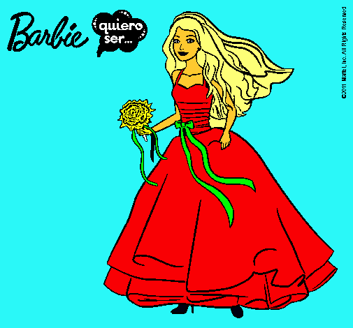 Dibujo Barbie vestida de novia pintado por marinagarcia