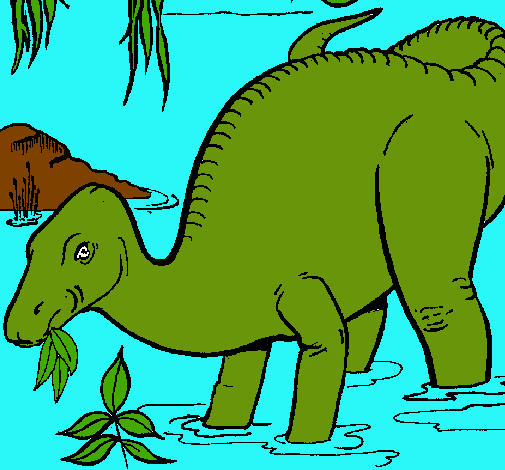 Dibujo Dinosaurio comiendo pintado por fransis