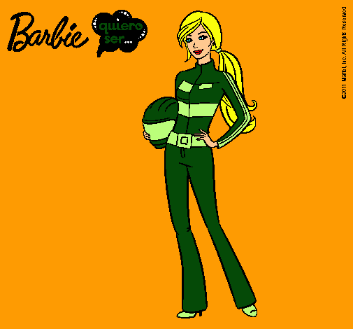 Dibujo Barbie piloto de motos pintado por amalia