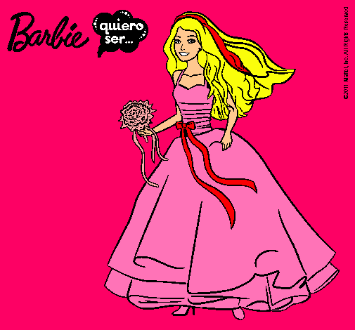 Dibujo Barbie vestida de novia pintado por dieguillo