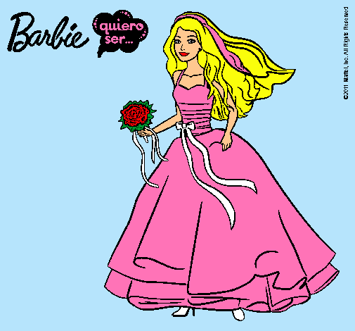 Dibujo Barbie vestida de novia pintado por mariaarjona