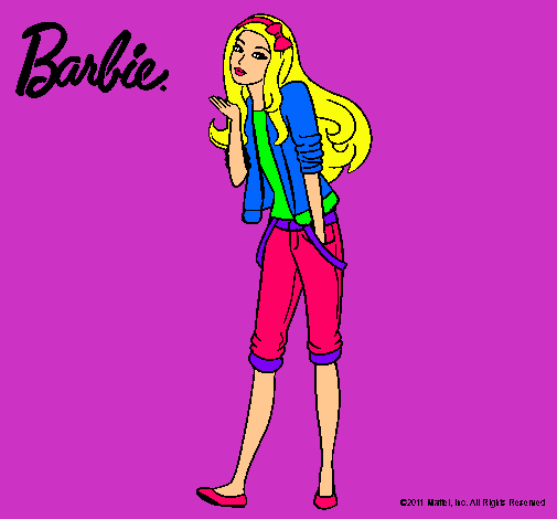 Dibujo Barbie con look casual pintado por melgui