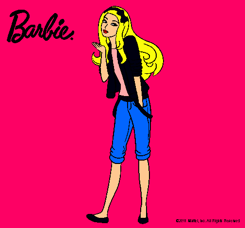 Dibujo Barbie con look casual pintado por Dalia10