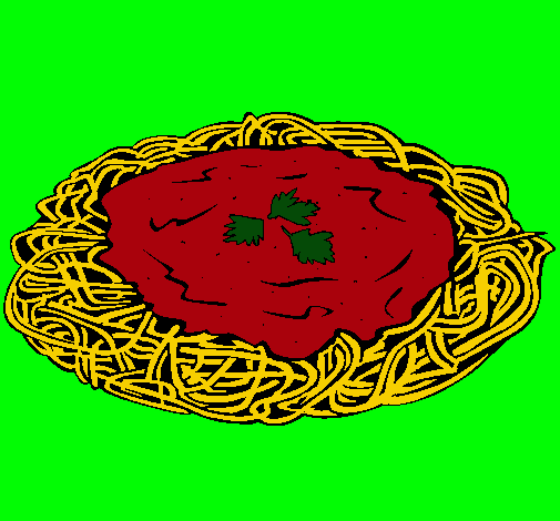 Dibujo Espaguetis con queso pintado por tinti
