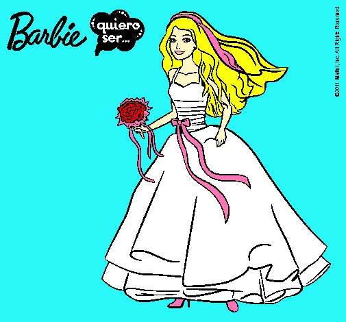 Dibujo Barbie vestida de novia pintado por -cristina-