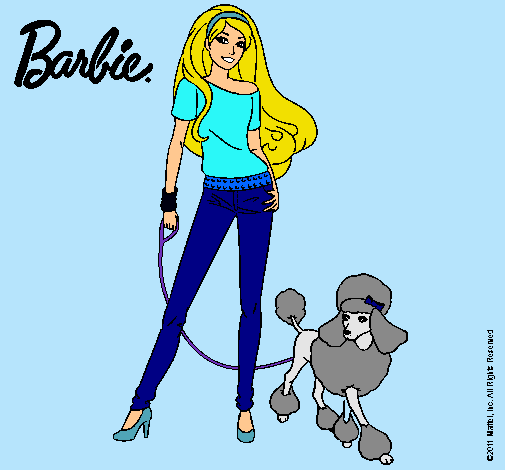 Dibujo Barbie con look moderno pintado por lichi