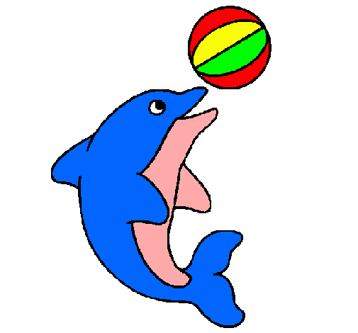 Dibujo Delfín jugando con una pelota pintado por fanta