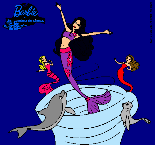 Dibujo Barbie sirena contenta pintado por Amadix