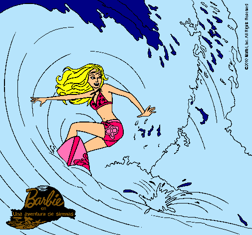 Dibujo Barbie practicando surf pintado por Amadix