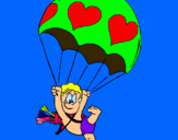 Dibujo Cupido en paracaídas pintado por benages