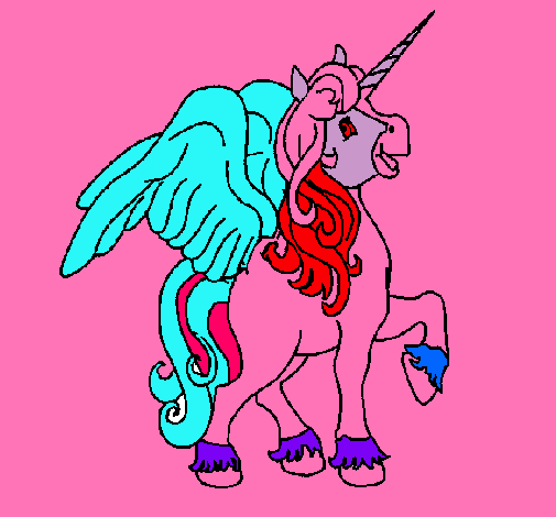 Dibujo Unicornio con alas pintado por pironga