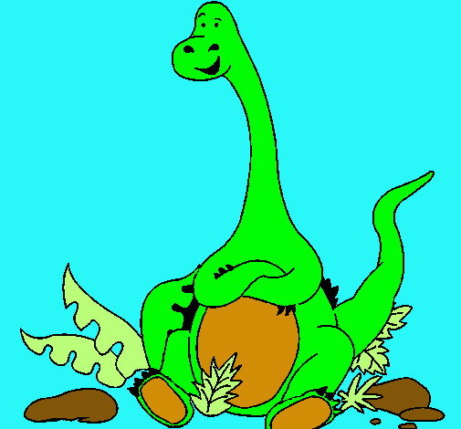 Dibujo Diplodocus sentado pintado por camili_