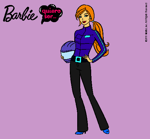 Dibujo Barbie piloto de motos pintado por lichi