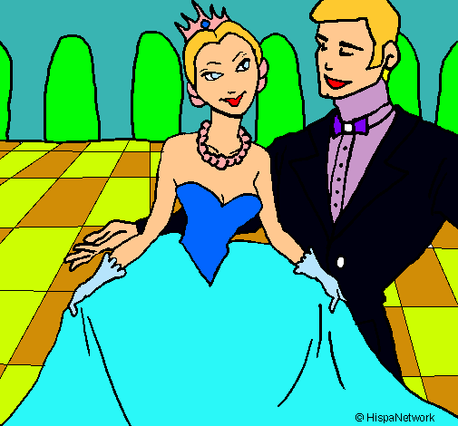 Dibujo Princesa y príncipe en el baile pintado por pekita