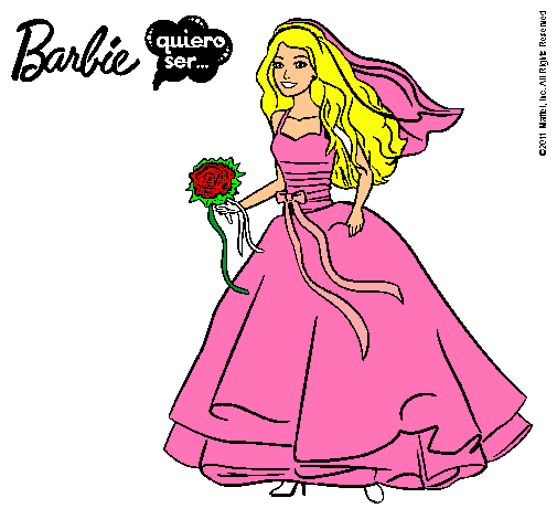 Dibujo Barbie vestida de novia pintado por leiresan77