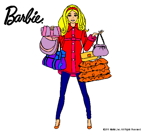 Dibujo Barbie de compras pintado por tiffa