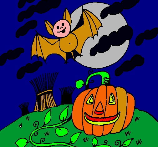 Dibujo Paisaje de Halloween pintado por monsehanna