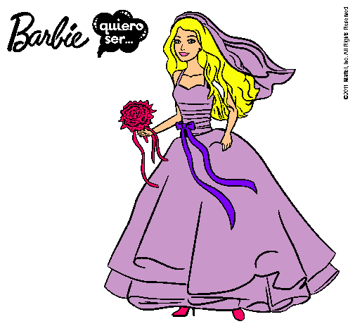 Dibujo Barbie vestida de novia pintado por malu34