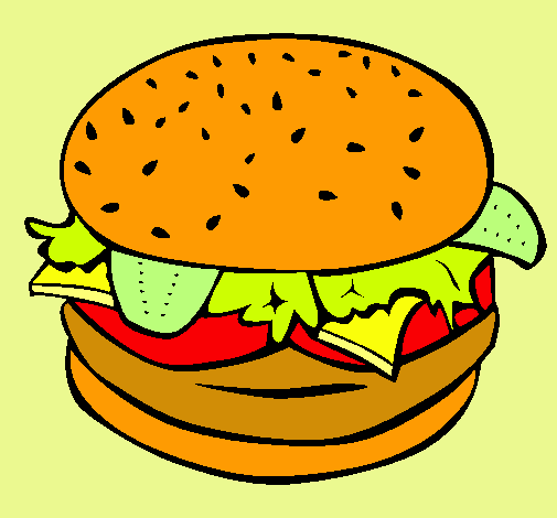 Dibujo Hamburguesa completa pintado por Loren