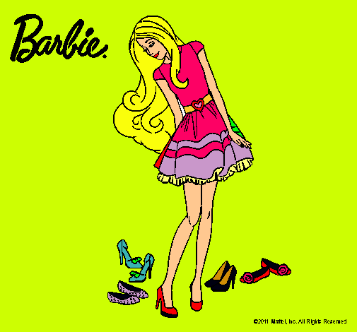 Dibujo Barbie y su colección de zapatos pintado por isidr