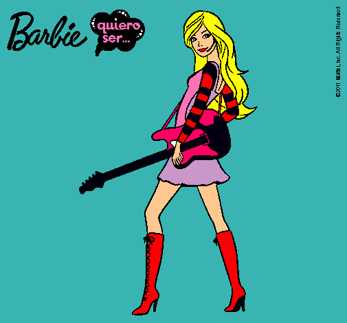 Dibujo Barbie la rockera pintado por isidr