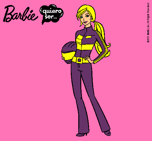 Dibujo Barbie piloto de motos pintado por amalia