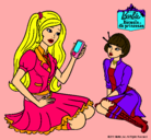 Dibujo Barbie con el teléfono móvil pintado por lorna