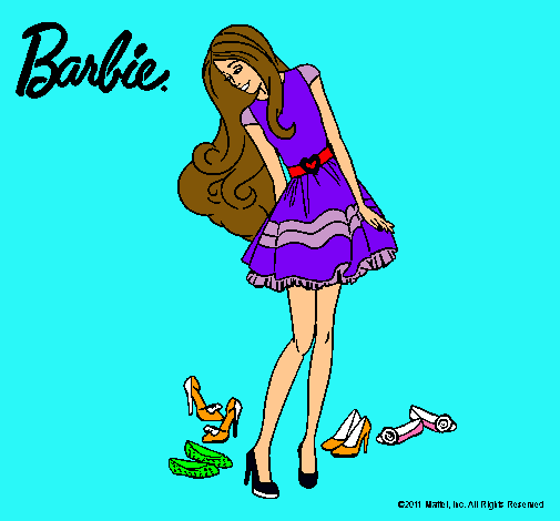 Dibujo Barbie y su colección de zapatos pintado por LUCYITA