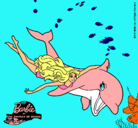 Dibujo Barbie y delfín pintado por bertah