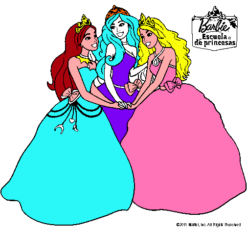 Dibujo Barbie y sus amigas princesas pintado por IsabellaF