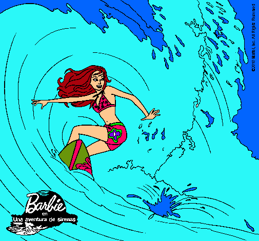 Dibujo Barbie practicando surf pintado por cheidi1