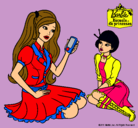 Dibujo Barbie con el teléfono móvil pintado por verano