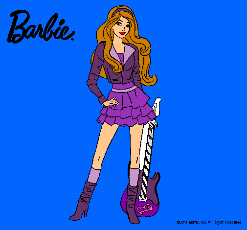 Dibujo Barbie rockera pintado por shine