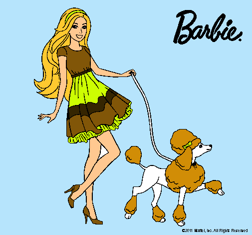 Dibujo Barbie paseando a su mascota pintado por cheidi