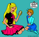 Dibujo Barbie con el teléfono móvil pintado por cece