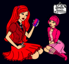 Dibujo Barbie con el teléfono móvil pintado por pedo