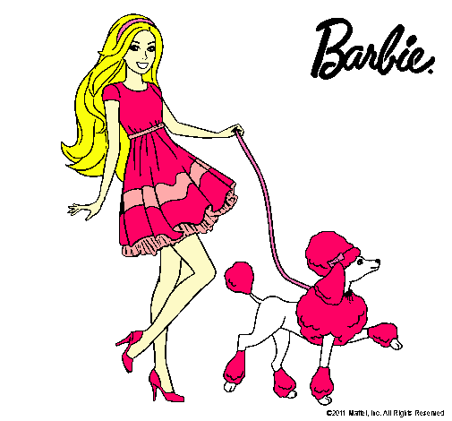 Dibujo Barbie paseando a su mascota pintado por sandy12