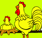 Dibujo Gallo y gallina pintado por montsekat
