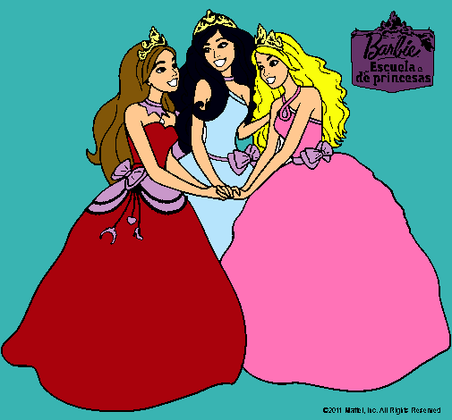 Dibujo Barbie y sus amigas princesas pintado por sharon