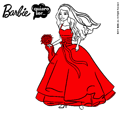 Dibujo Barbie vestida de novia pintado por Fernanda05