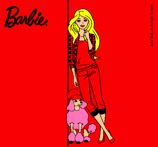 Dibujo Barbie con cazadora de cuadros pintado por amalia