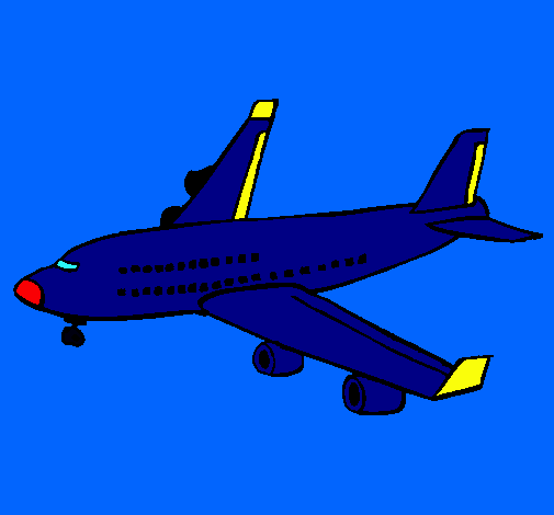 Dibujo Avión de pasajeros pintado por tinti