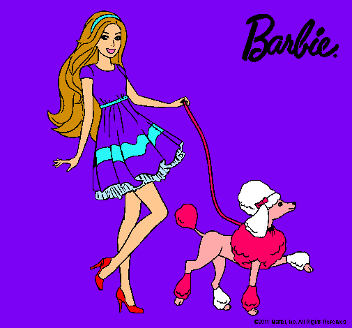 Dibujo Barbie paseando a su mascota pintado por kelita