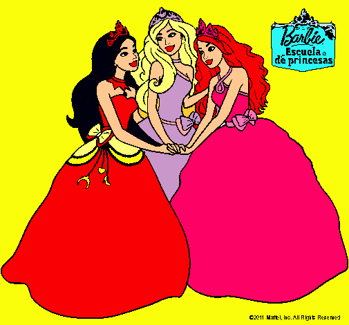 Dibujo Barbie y sus amigas princesas pintado por isidr