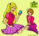 Dibujo Barbie con el teléfono móvil pintado por Loren